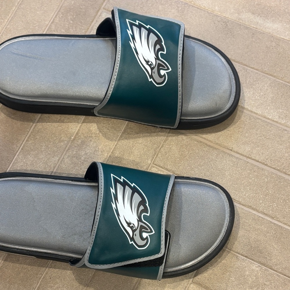 Green and Gray Eagles Slide Sandals - Picture 2 of 6